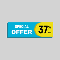 Special offer 37% sale banner. icon Vector illustration discount off on white background