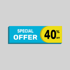 Special offer 40% sale banner. icon Vector illustration discount off on white background