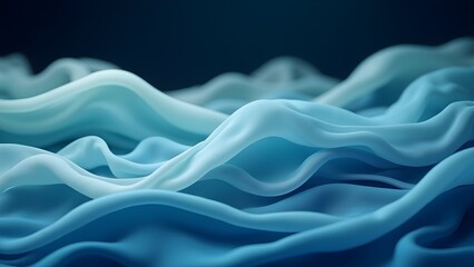 Fototapeta premium Elegant Soft Aqua Blue Silk Fabric Waves - Abstract Background Texture with Smooth Flowing Pattern