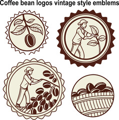 Vector set of vintage coffee labels and stamps design elements