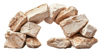 Png of A natural stone arch formation showcasing the textures and colors of beige and light brown rocks.