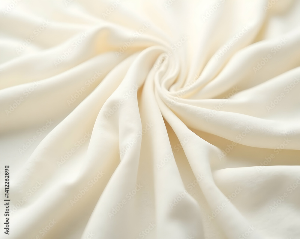 Poster elegant ivory fabric with soft flowing folds, creating a luxurious and serene texture for background