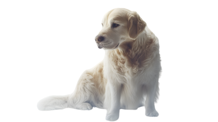 Majestic Golden Retriever Sitting Gracefully on White Background