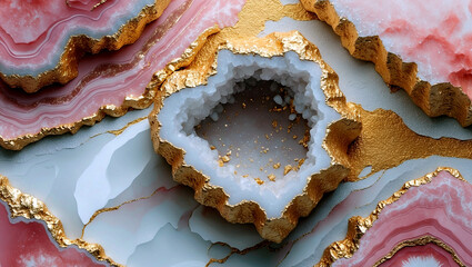 Obraz premium Elegant pink gold and white marble texture design