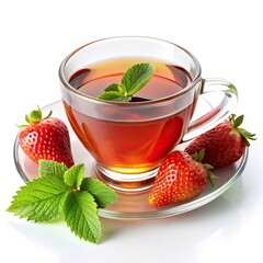 Strawberry tea isolated on white