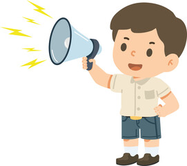 Fototapeta premium Cheerful Boy Using Megaphone student