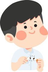 Kid boy breaking cigarette student cartoon