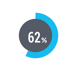 Circle percentage diagrams 62% icon vector ready to use for web design, user interface for business