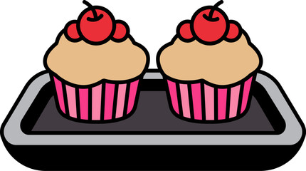 single icon of cupcakes on tray