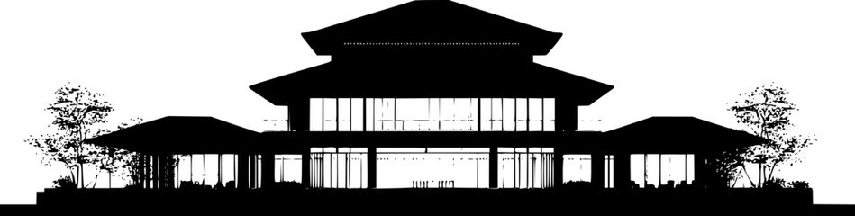 Fototapeta premium Silhouette of Contemporary style Cultural center design, Contemporary style Cultural center vector graphic