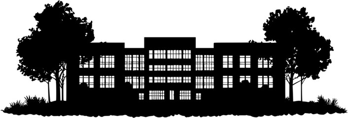 Obraz premium Silhouette of Mid-Century Modern style House design, Mid-Century Modern style House vector graphic