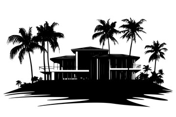 Obraz premium Silhouette of Modern style Embassy design, Modern style Embassy vector graphic
