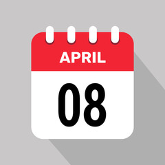 8 april calendar icon vector illustration graphic design