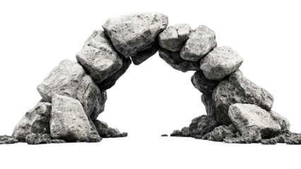 Png of A textured stone archway formed by large, rugged rocks in a natural setting.