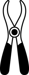 black and white icon of a pair of tongs