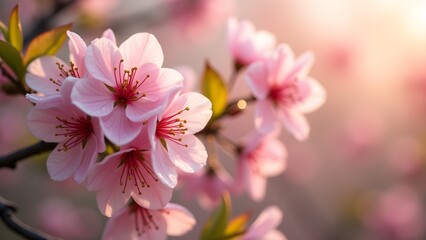 Fototapeta premium Elegant Cherry Blossoms in Full Bloom: A Close-Up of Spring Flowers