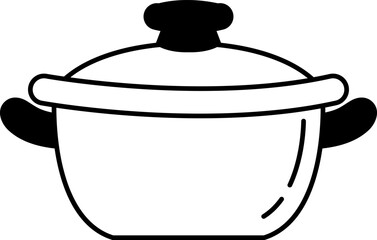 black and white single icon of dutch oven