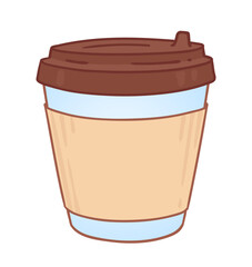 Vector illustration of a takeaway coffee cup with lid and cardboard sleeve
