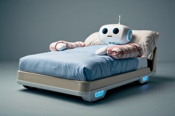 Robot Bed with Face and Blanket Arms