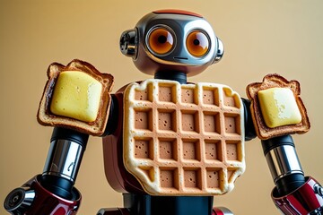 Robot with Waffle Chest and Toast Shoulders