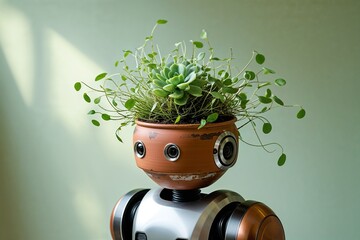 Robot with Potted Plant for a Head