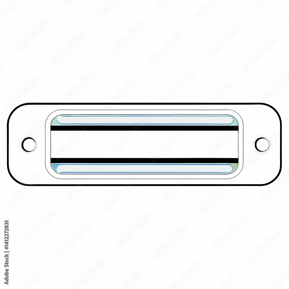 Poster a minimalist rectangular device with a sleek, clean design featuring two parallel lines inside a rec