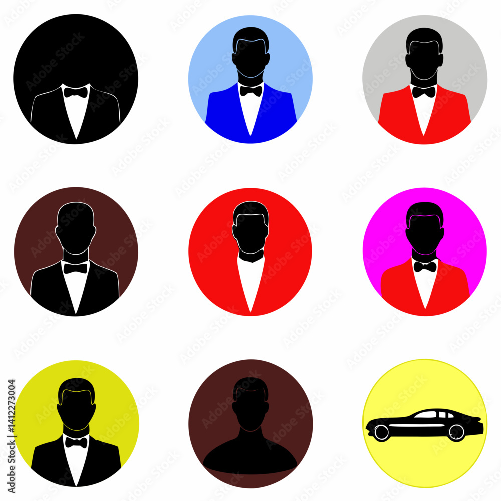 Aufkleber a stylish collection of colorful profile icons depicting elegantly dressed men, adding a touch of so
