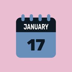 17 january calendar icon date monthly graphic design.