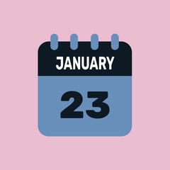 23 january calendar icon date monthly graphic design.