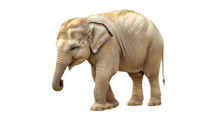 Obraz premium a white baby elephant with large ears standing on a transparent background, PNG image, PNG file, Generative art.