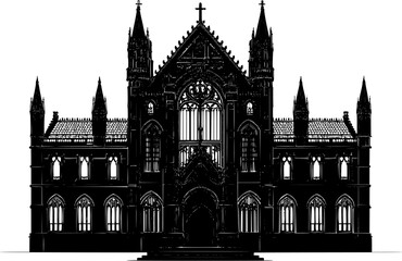Fototapeta premium Silhouette of Gothic style College design, Gothic style College vector illustration