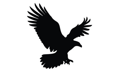 Eagle in flight silhouette, Bird vector icon, Soaring eagle graphic, Flying bird illustration