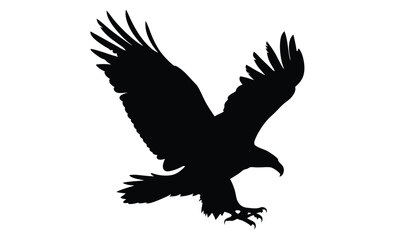 Eagle in flight silhouette, Bird vector icon, Soaring eagle graphic, Flying bird illustration