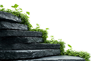 Png of A serene staircase covered with lush greenery, creating a peaceful and natural atmosphere.