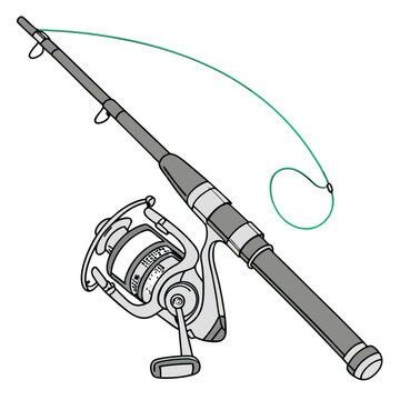 recommend clip art: Fishing rod and reel vector illustration angling equipment leisure sport concept