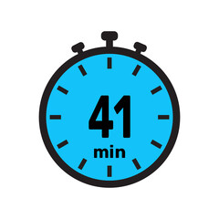 41 minute Timer, clock, stopwatch isolated icons. Countdown timer symbol. Minute timer, Time measure, Chronometer, Alarm.