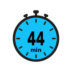 44 minute Timer, clock, stopwatch isolated icons. Countdown timer symbol. Minute timer, Time measure, Chronometer, Alarm.