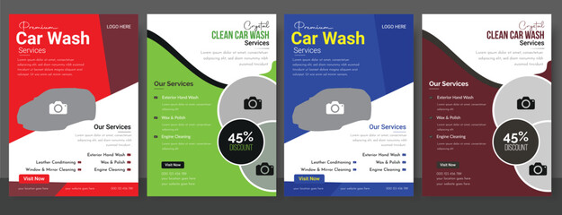 People cleaning car with sponge at car wash.Car Wash Flyer Poster Layout. Car Wash Flyer, Car Cleaning Service Poster, a4 car wash service flyer, automobile wash service leaflet design,