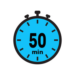 50 minute Timer, clock, stopwatch isolated icons. Countdown timer symbol. Minute timer, Time measure, Chronometer, Alarm.