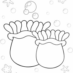 Underwater and coral cartoon coloring 