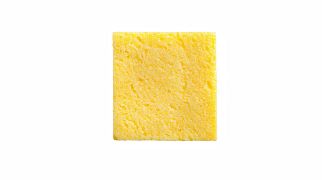 a square sponge of yellow cheese on a transparent background, PNG image, PNG file, Generative art.