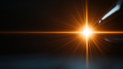 Bright light burst, dark background, lens flare