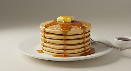 Stack of Pancakes with Butter and Syrup