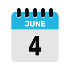 june 4 calendar icon Vector page month design