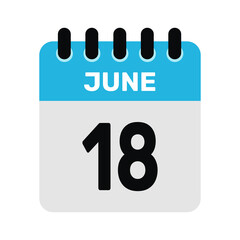 june 18 calendar icon Vector page month design
