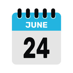 june 24 calendar icon Vector page month design