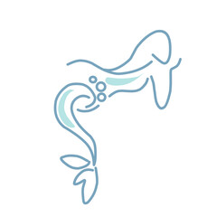 Mermaid Logo Design with Aquatic Creature Having Fish Tail Vector Set