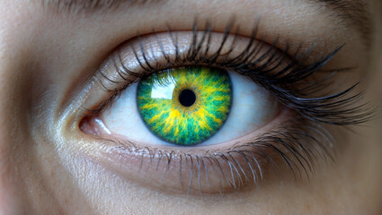 Fototapeta premium Intricate close-up of a green iris eye