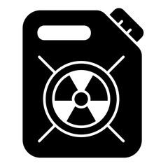 Canister with radiation seal solid icon, atomic energy concept. Vector graphics. Radioactive liquid container sign on white background, glyph style mobile or design.