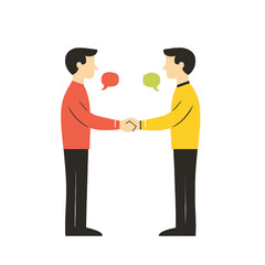 Fototapeta premium Two Men Shaking Hands Representing Partnership Collaboration and Agreement